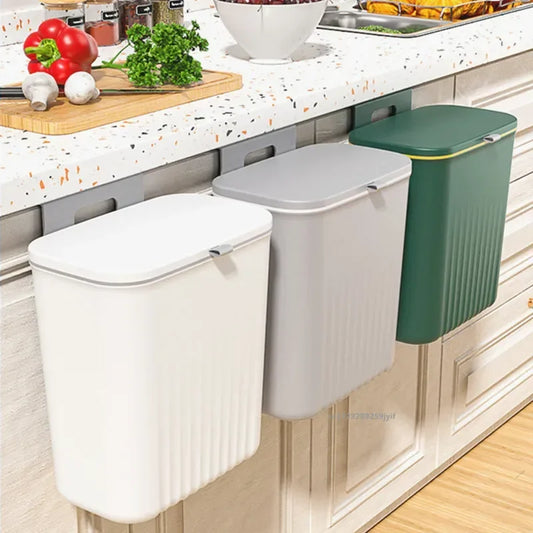 9L Wall Mounted Trash Can Household Waste Bin Hanging Bathroom Trash Can