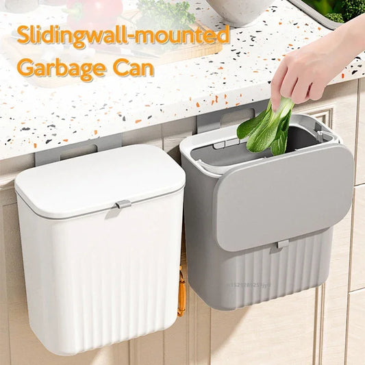 9L Wall Mounted Trash Can Household Waste Bin Hanging Bathroom Trash Can